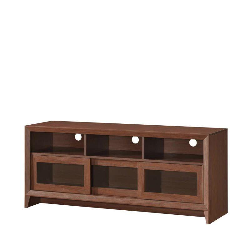 Hickory 60" Modern TV Stand with Sliding Doors and Storage