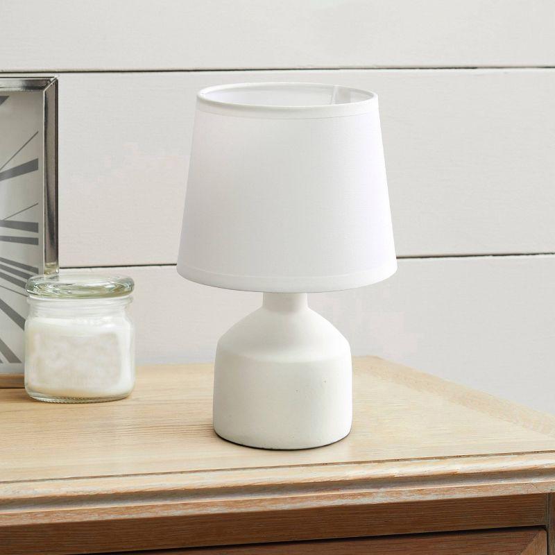 Off-White Ceramic Mini Table Lamp with Fabric Shade