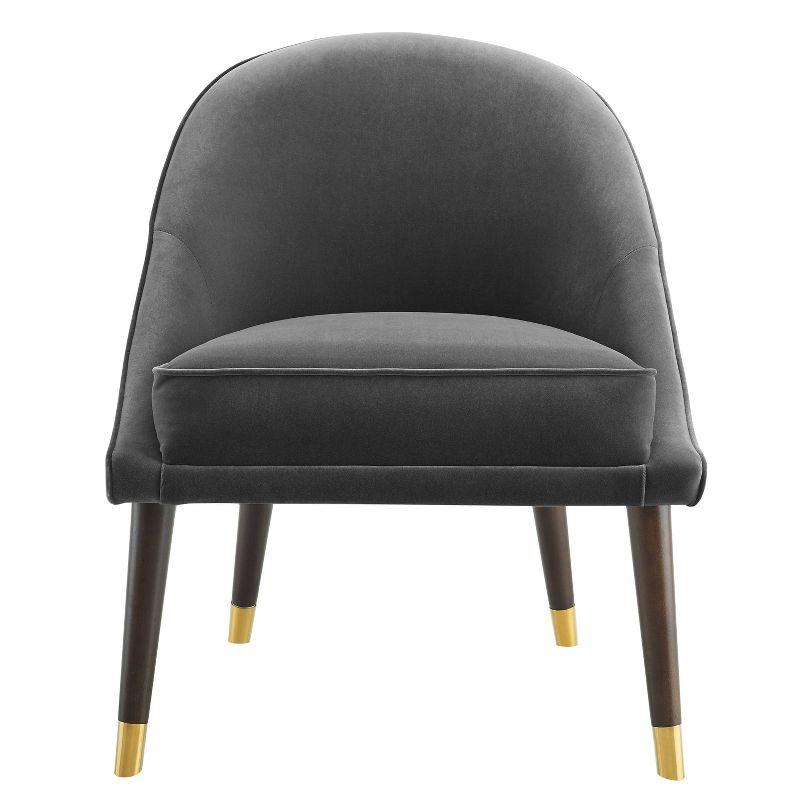 18" Avalon Velvet Accent Chair Charcoal - Steve Silver Co.: Mid-Century Modern, Armless, Wood Legs