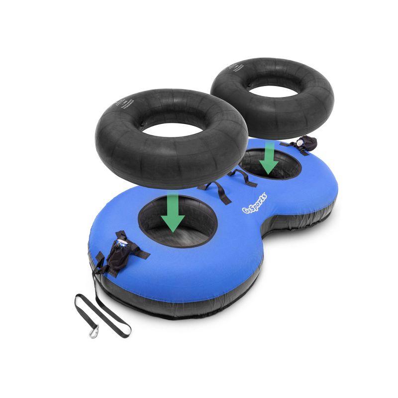 GoSports Heavy-Duty 2 Person Floating River Tube with Premium Canvas Cover-Commercial Grade Double River Tube-Blue