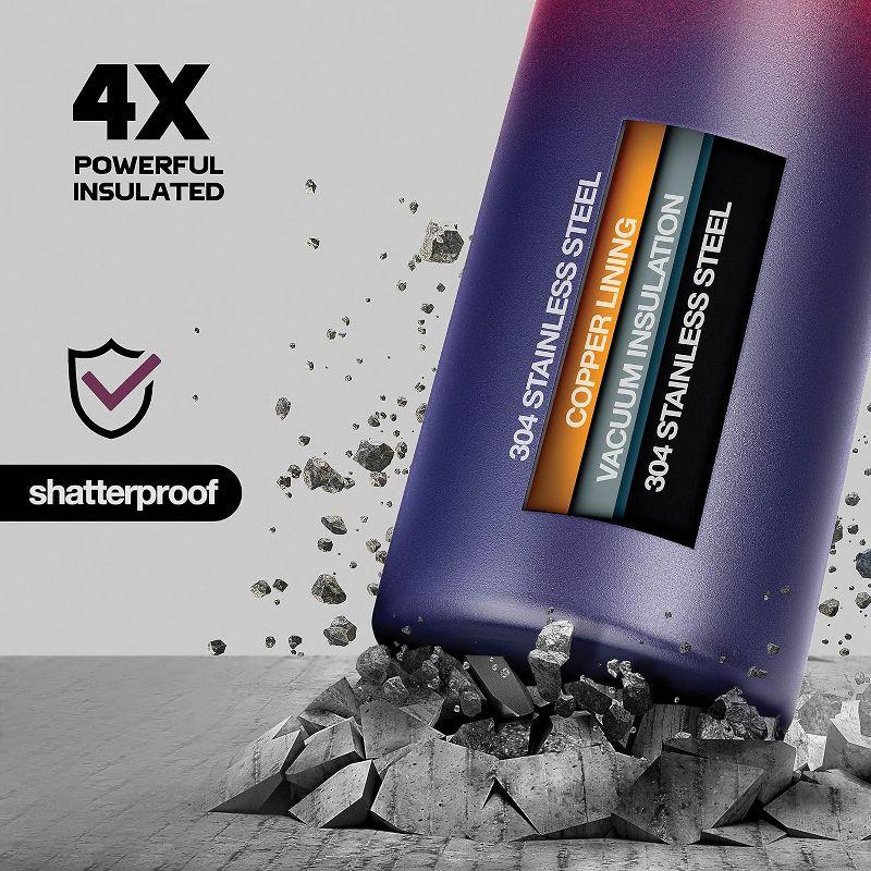 Brewberry Insulated Water Bottle and Travel Mug for Hot and Cold Beverages With Straw