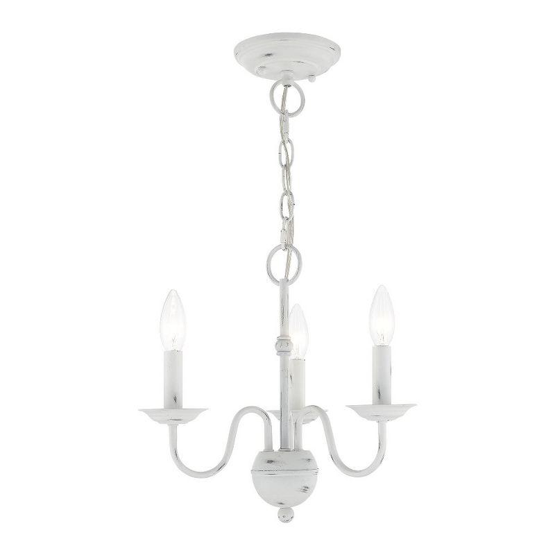 Windsor Antique White 3-Light Mini Chandelier with Steel Finish