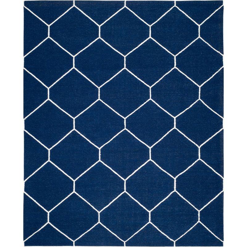 Dhurries DHU635 Hand Woven Area Rug - Navy/Ivory - 8'x10' - Safavieh.