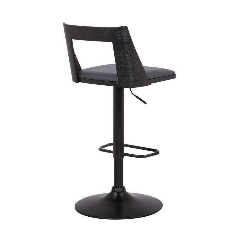 Milan Adjustable Swivel Faux Leather Metal Barstool Gray/Black - Armen Living: Pedestal Base, High-Density Foam