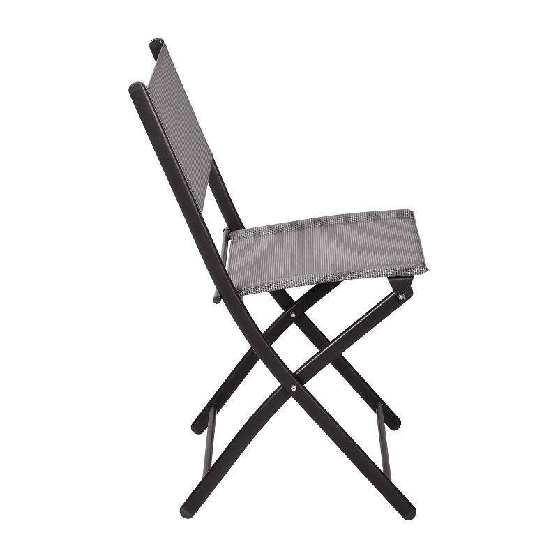 Flash Furniture Brazos Set of 2 Commercial Grade Indoor/Outdoor Folding Chairs with Gray Flex Comfort Material Backs and Seats and Black Metal Frames