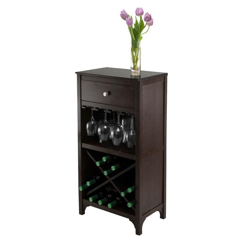 X-Shelf Drawer Wine Cabinet Wood/Coffee - Winsome