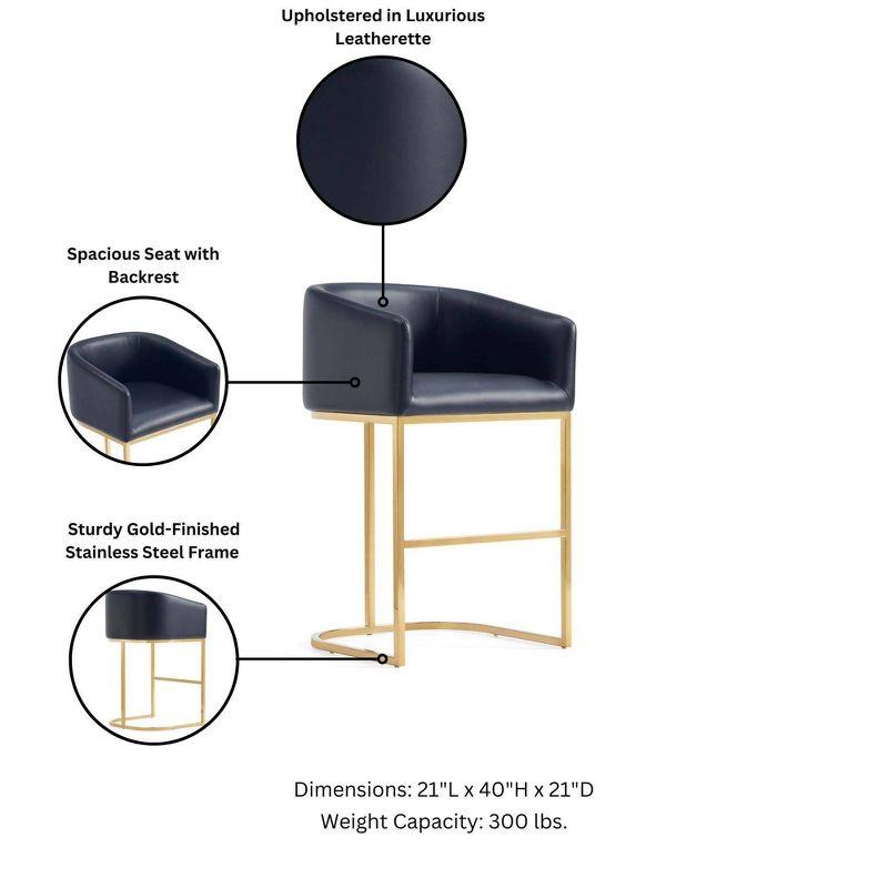 Black Leather and Gold Metal Curved Bar Stool