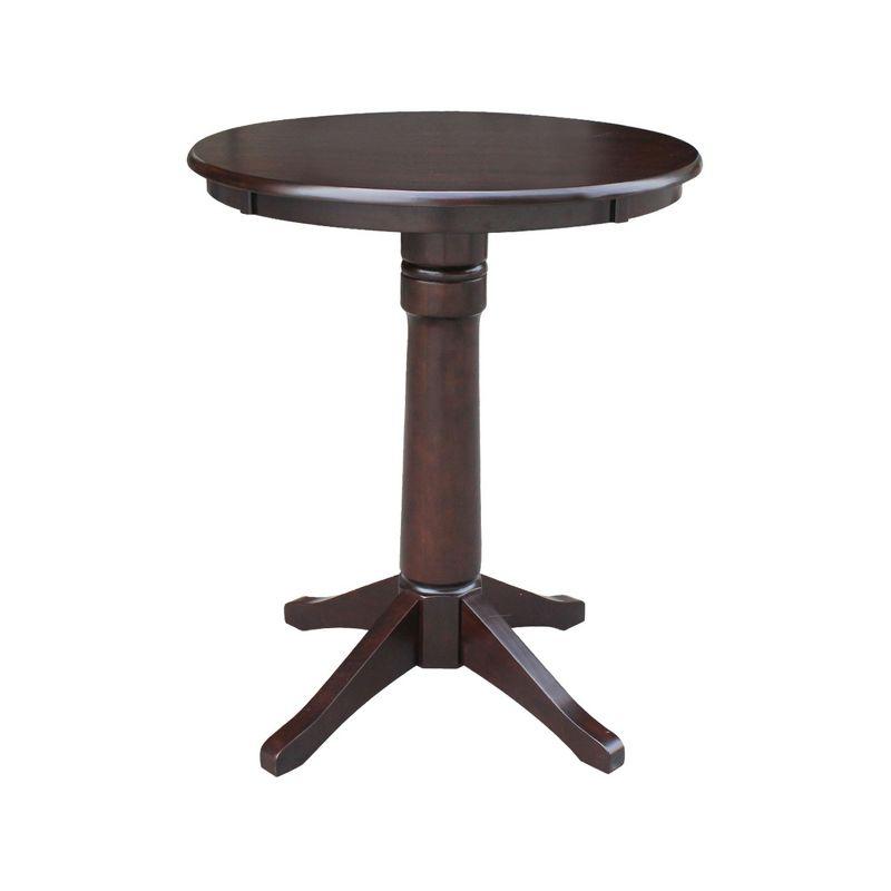 Elegant Mocha Wood Round Counter-Height Pedestal Table