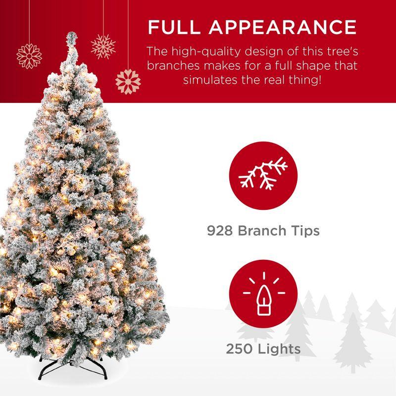 Winter Whisper 6ft Pre-Lit Snow Flocked Pine Christmas Tree with Warm White Lights