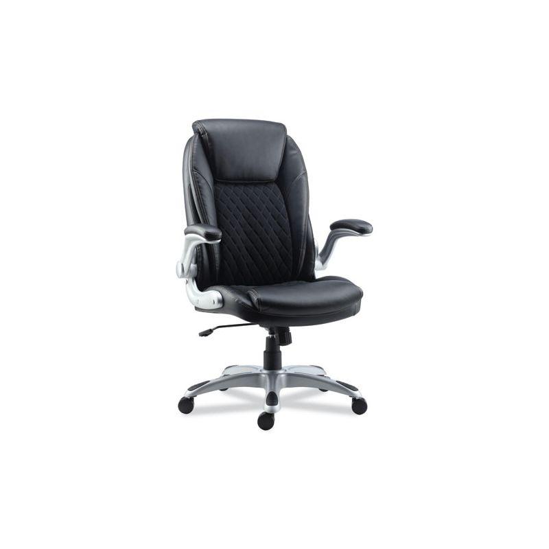 Black Adjustable Leather Task Chair with Quilted Back