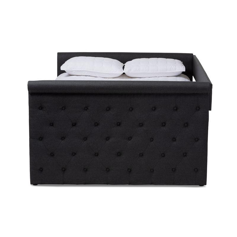 Full Alena Daybed with Trundle Dark Gray - Baxton Studio: Upholstered Bedroom Furniture, No Box Spring Needed