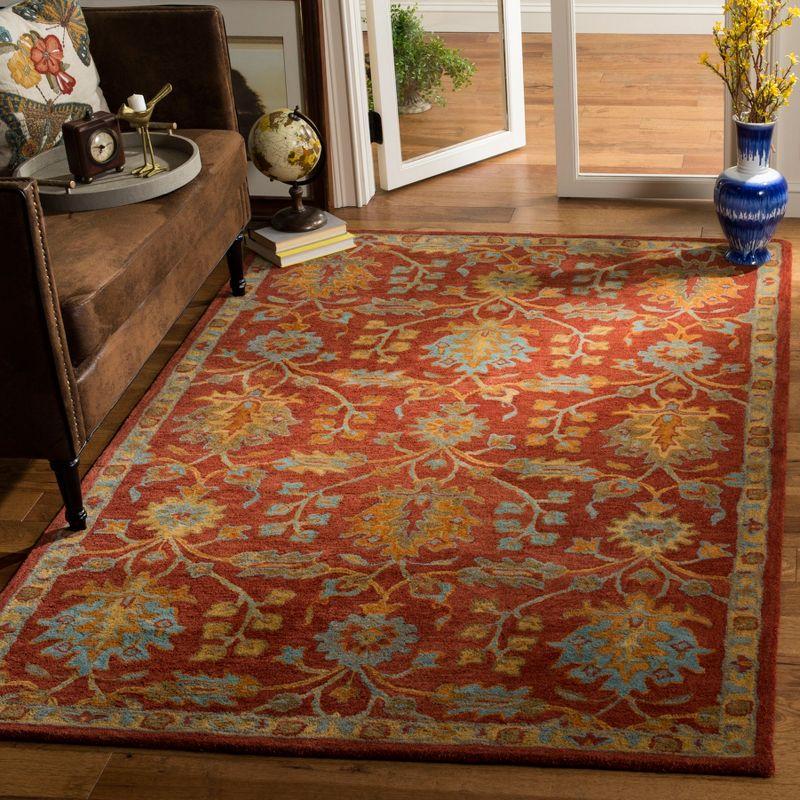 Elegant Heritage Hand-Tufted Wool Area Rug, 5' x 8', Red