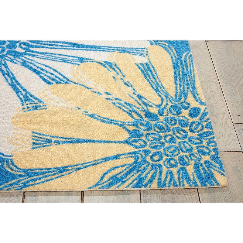 Azure Floral Bliss 4' x 6' Handmade Tufted Synthetic Area Rug