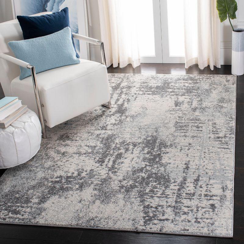 Ivory Charcoal Boho-Chic Hand-Knotted Synthetic Area Rug 9' x 12'