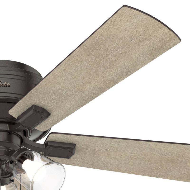 52" Crestfield 5 - Blade Flush Mount Ceiling Fan with Pull Chain and Light Kit Included