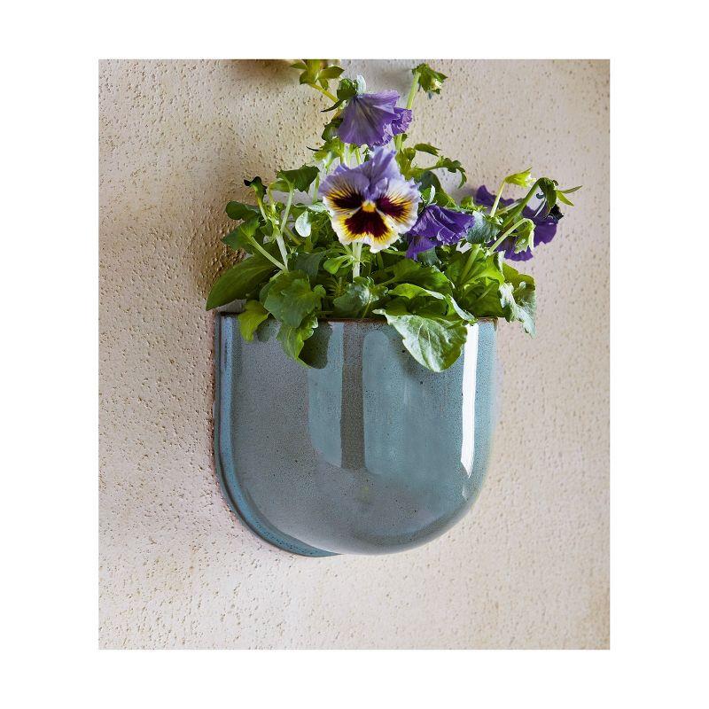 Jade Green Reactive Glaze Stoneware Wall Planter