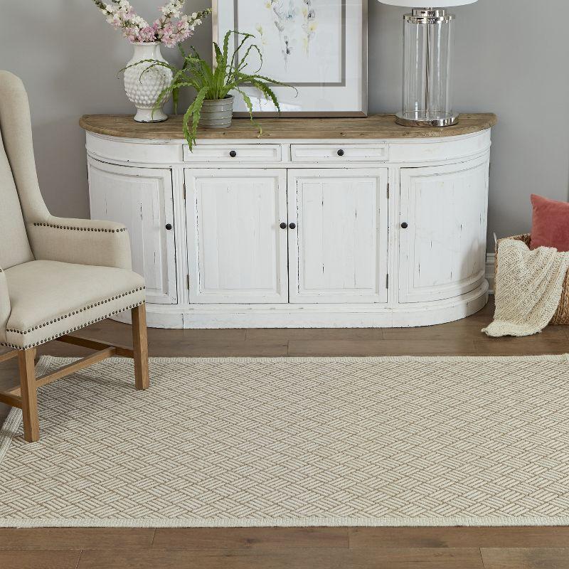 5'x7'6" Geometric Loomed Area Rug Tan - Momeni: Contemporary Indoor/Outdoor Low Pile, Machine Made, Polypropylene