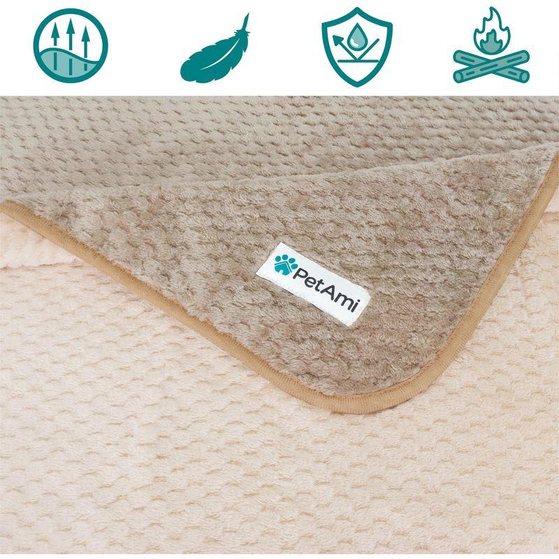 PetAmi Waterproof Dog Blanket, Leakproof Fleece Throw for Pet Cat Puppy Kitten, Reversible Washable Soft Plush Cover