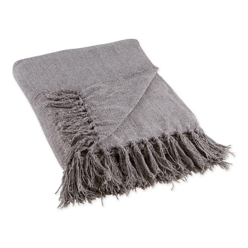 50"x60" Chenille Throw Blanket Soft Gray - Design Imports: Cozy for Couch, Lightweight Woven Polyester