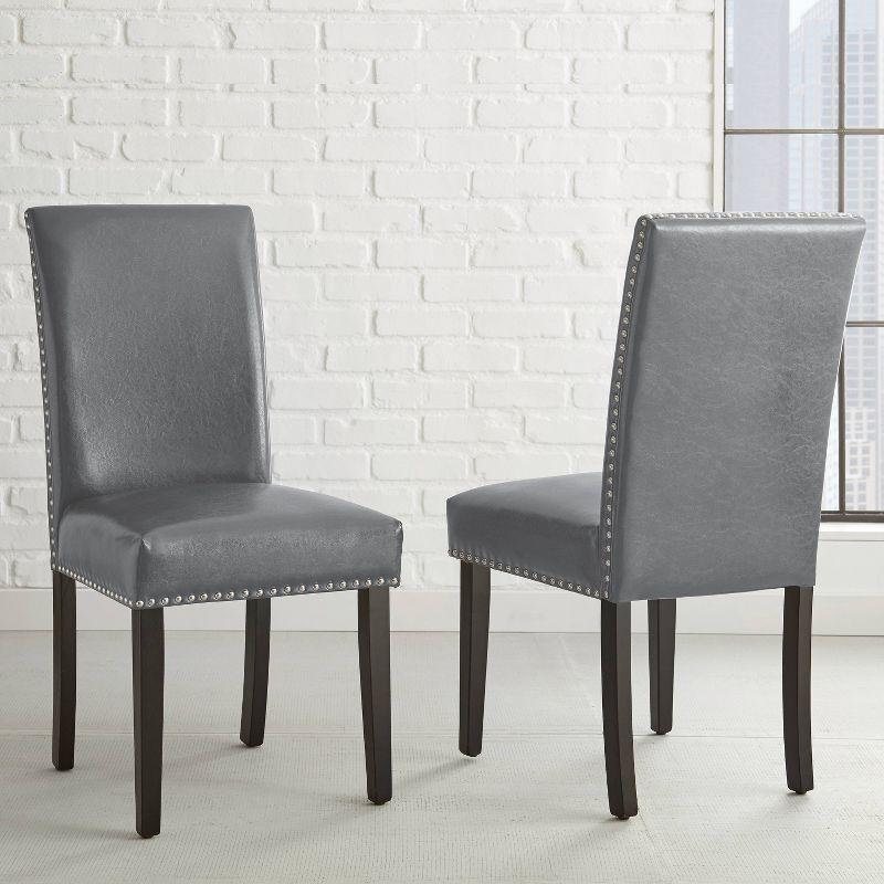 Set of 2 Verano Side Chairs Espresso/Gray - Steve Silver Co.: Parsons Style, Faux Leather, Nailhead Trim