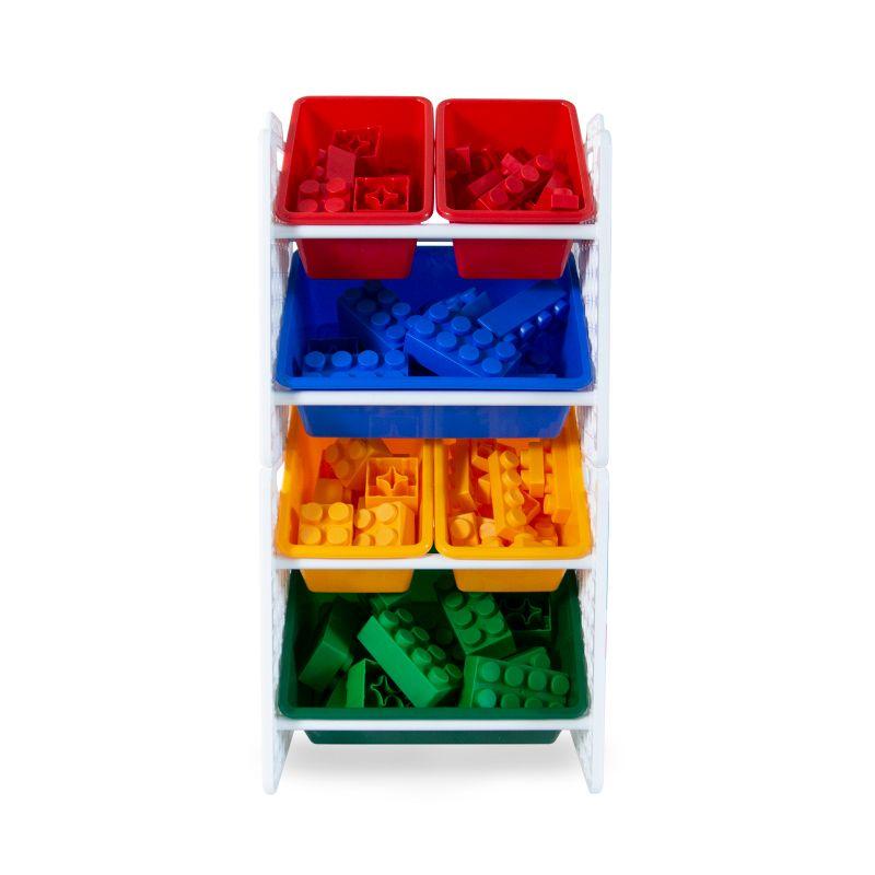 UNiPLAY Toy Organizer With 6 Removable Storage Bins and Block Play Panel, Multi-Size Bin Organizer