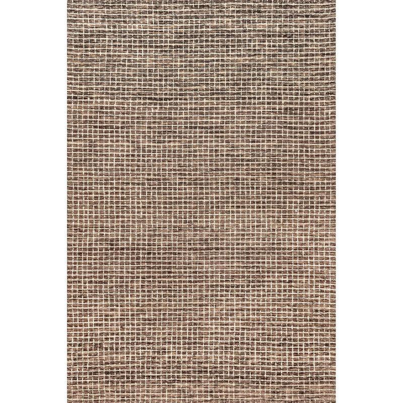 Katasha Checked Wool Brown Area Rug