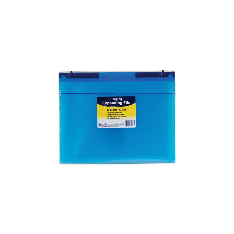 C-Line Expanding File with Hang Tabs, Pre-Printed Index-Tab Inserts, 12 Sections, 1" Capacity, Letter Size, 1/6-Cut Tabs, Blue