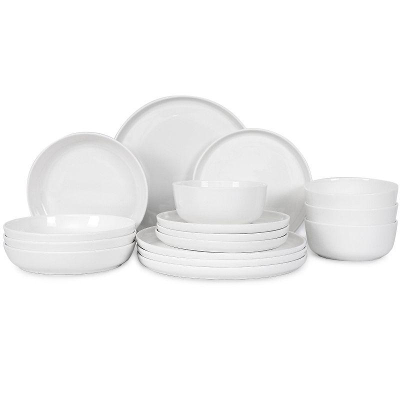 White Porcelain 16-Piece Round Dinnerware Set, Service for 4