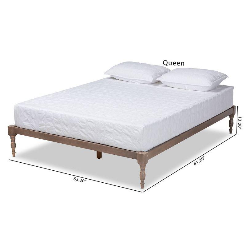 Iseline Full Double Oak Wood Upholstered Platform Bed Frame