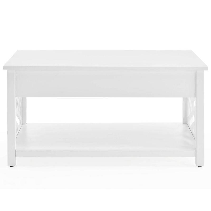Alaterre Furniture 36" Middlebury Coffee Table with Drawer and 2 End Tables with Tray Shelf White: Mid-Century Modern, Wood Frame