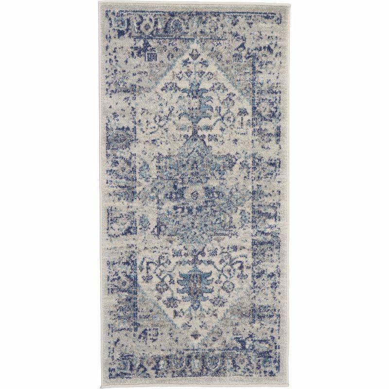 Tranquil Medallion Ivory & Light Blue Viscose 2x4 Rug