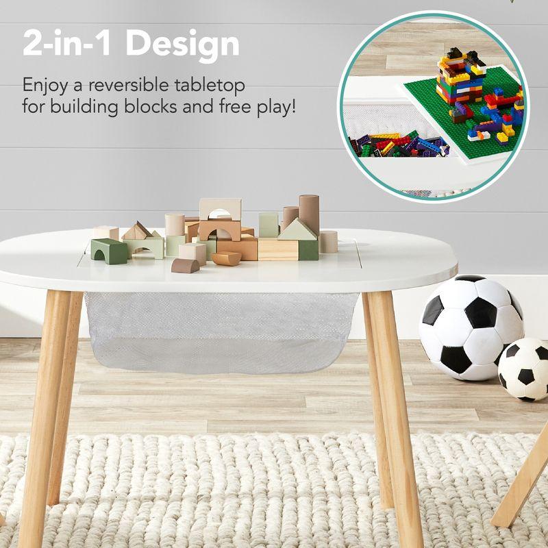 Best Choice Products 2-in-1 Kid's Building Block Table, Construction Activity Center w/ 2 Stools, Storage Compartment