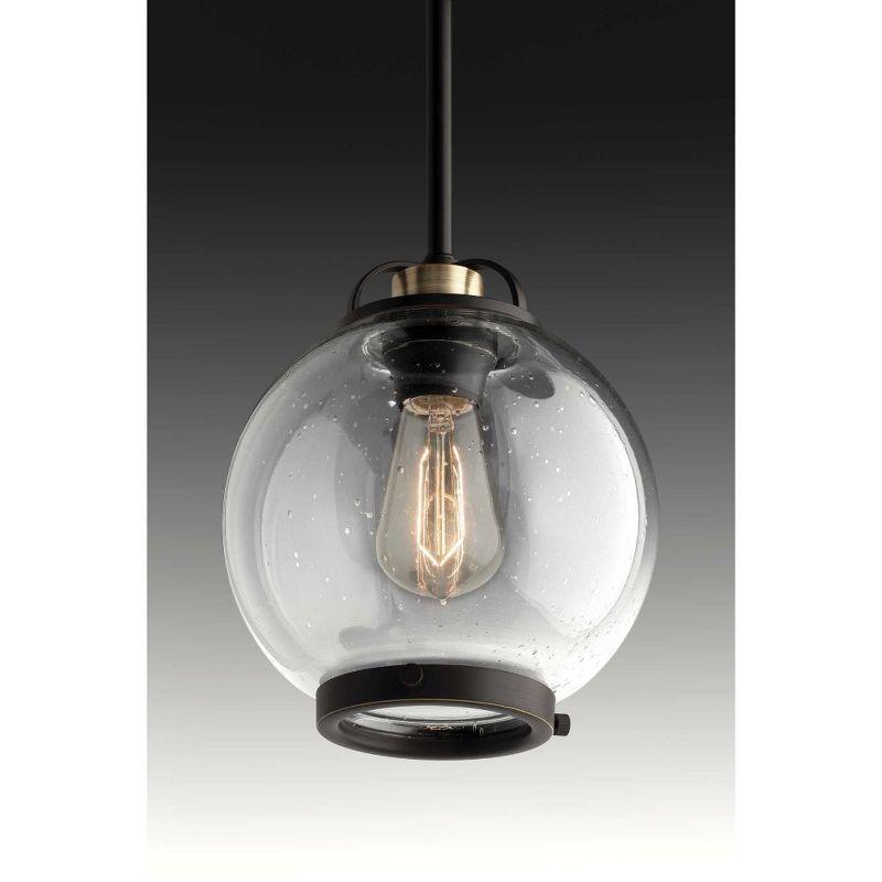 Chronicle Seeded Glass Globe Mini Pendant in Polished Nickel and Bronze