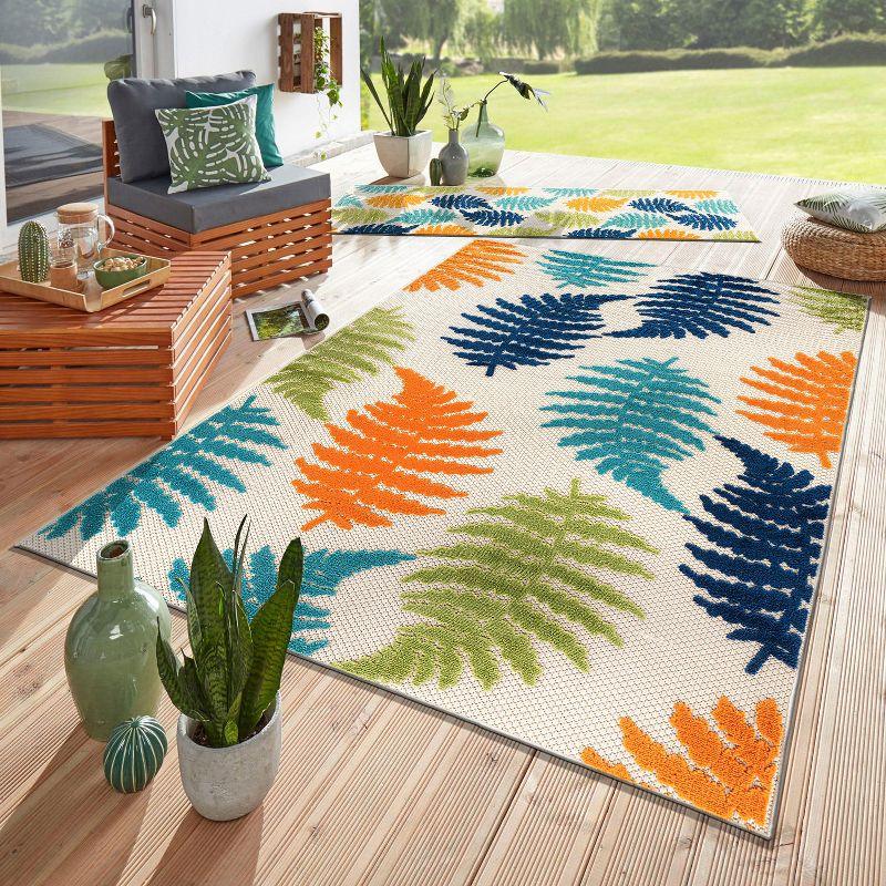 World Rug Gallery Seville Floral Leaves Indoor/Outdoor Area Rug