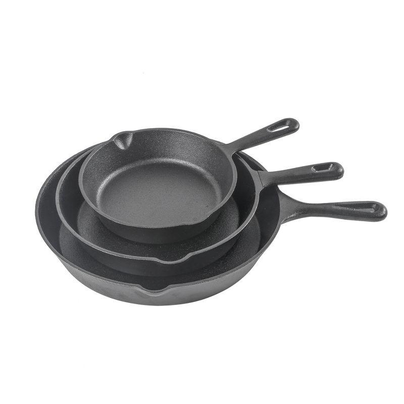 Commercial Chef 3-Piece Cast Iron Skillet Set - 8"/10"/12"