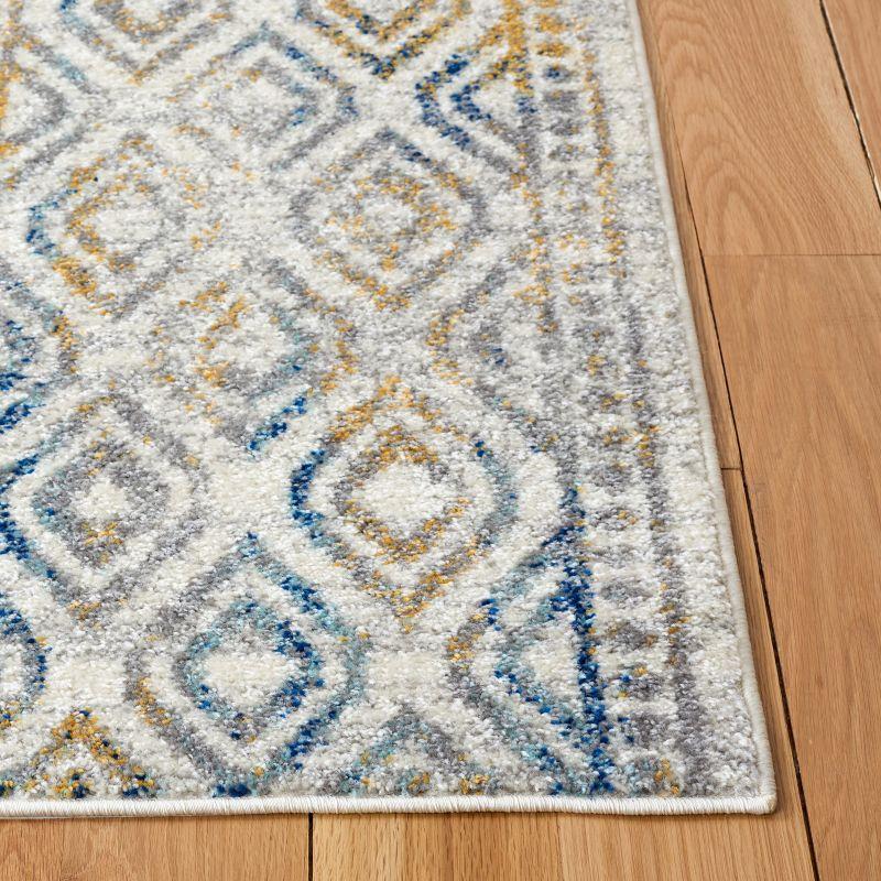 Ivory and Grey Bohemian Power Loomed Runner Rug