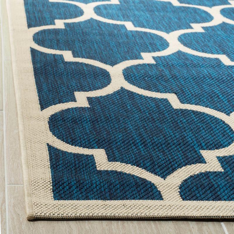 Navy Blue 4' Square Synthetic Easy-Care Indoor/Outdoor Rug