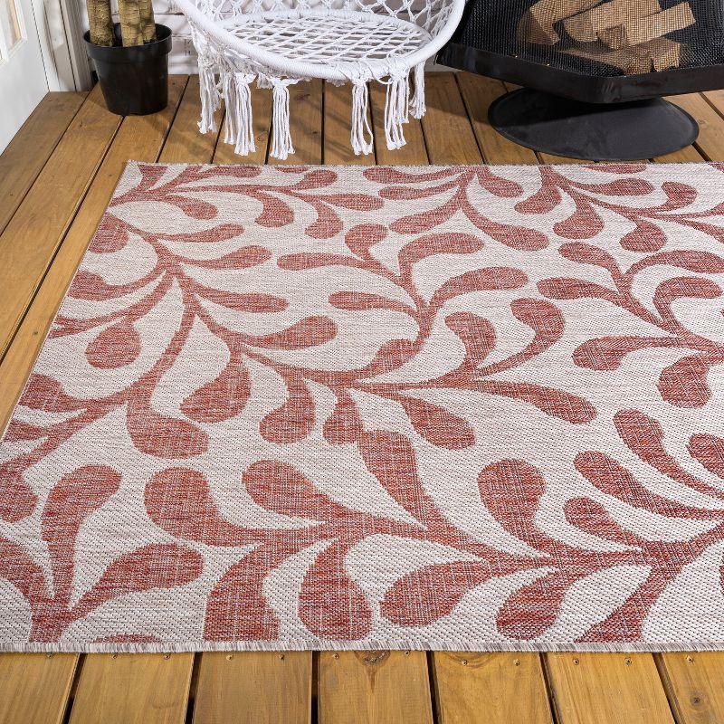 5'x8' Vine All Over Indoor/Outdoor Area Rug, Red/Beige - JONATHAN Y