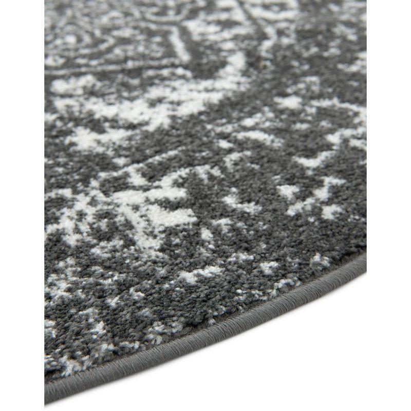 Unique Loom 5' 3 x 5' 3 Round Dark Gray Richmond Medallion Area Rug