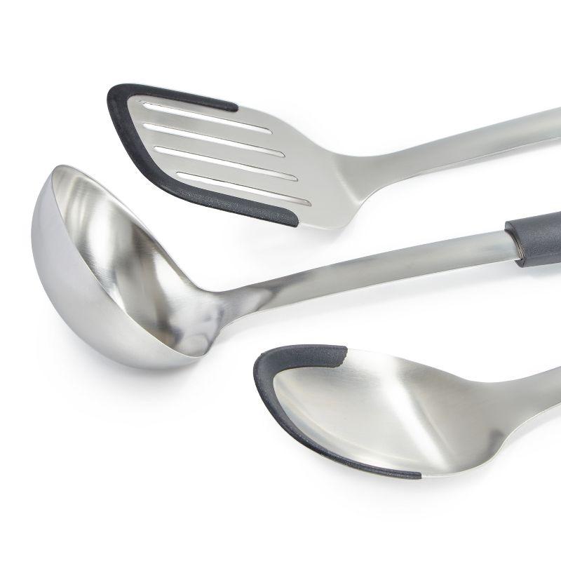 BergHOFF Leo Graphite 3Pc Stainless Steel Utensil Set With Silicone Head, Recycled Material