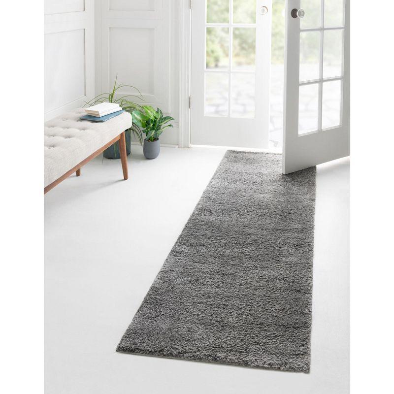 Gray Shag Synthetic Runner Rug for Indoor Use