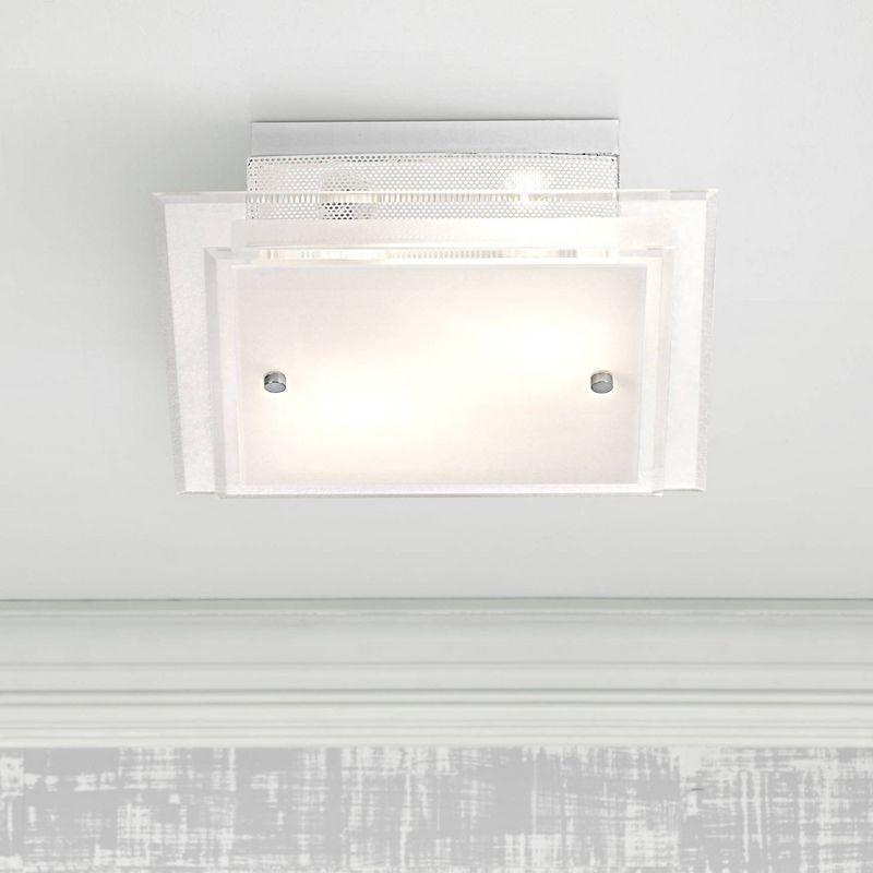 Modern Chrome 15" Flush Mount Ceiling Light with Frosted Glass