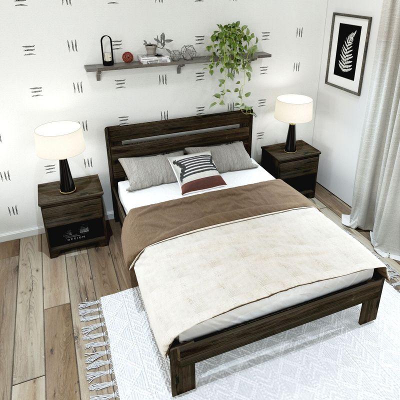 Plank+Beam Farmhouse Queen Bed with Plank Headboard, Solid Wood Platform Bed