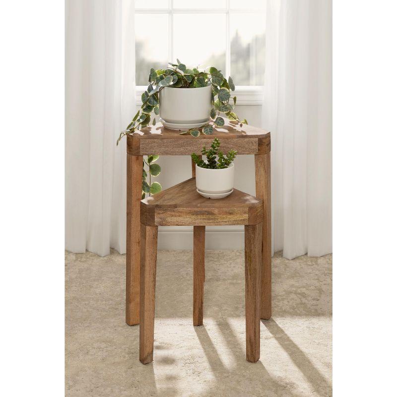 Kate and Laurel Talcott Triangle Wood Nesting Table, 2 Piece, Natural