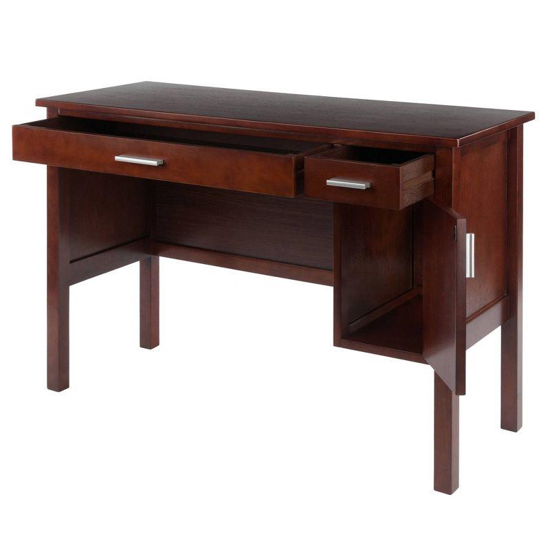 Emmett Writing Desk Walnut - Winsome: Wood Frame, 3 Drawers, Home Office Furniture