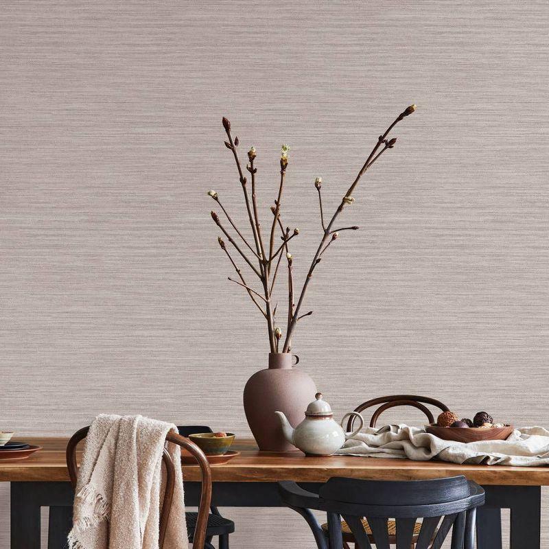 Tempaper & Co. Faux Horizontal Grasscloth Removable Peel and Stick Wallpaper, Textured Pewter, 56 sq. ft.: Vinyl, Prepasted