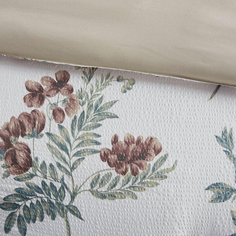 Madison Park Zennia 7 Piece Seersucker Floral Comforter Set with Throw Blanket