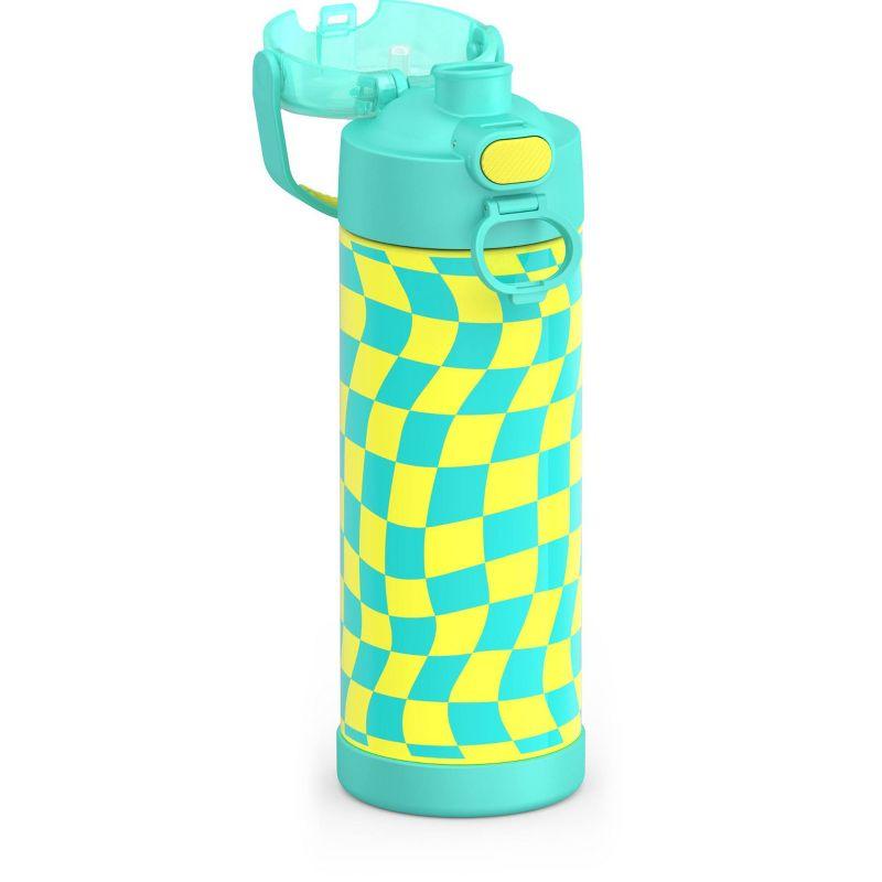 Teal Checkered Stainless Steel 16oz FUNtainer Water Bottle