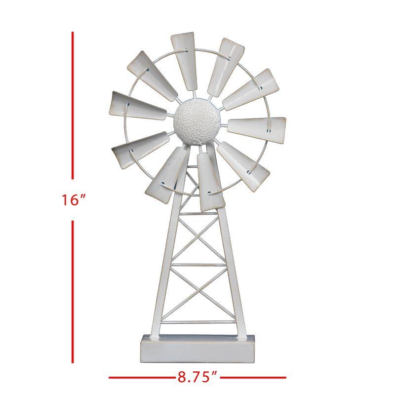 Small White Enamel Metal Windmill Table Decor - Foreside Home & Garden