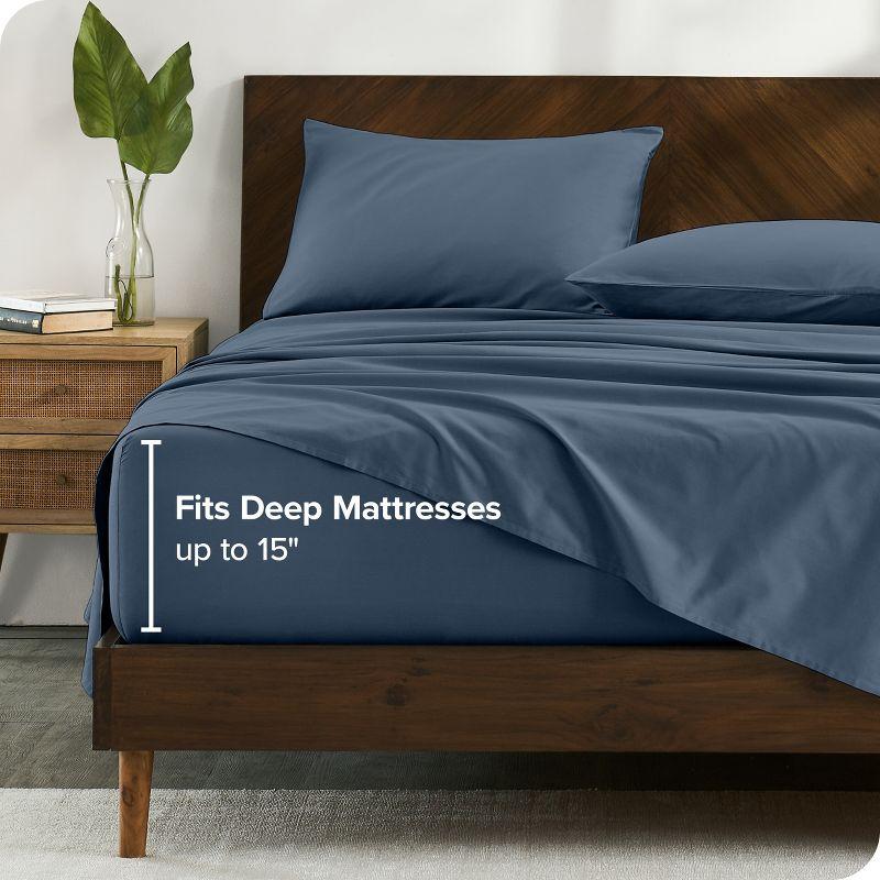 400 Thread Count Organic Cotton Sateen Bering Sea 3 Piece Twin XL Bed Sheet Set by Bare Home